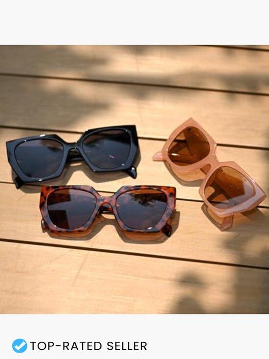 Oversized Square Cat Eye Sunglasses Retro Trendy UV400 Protection Sun Glasses